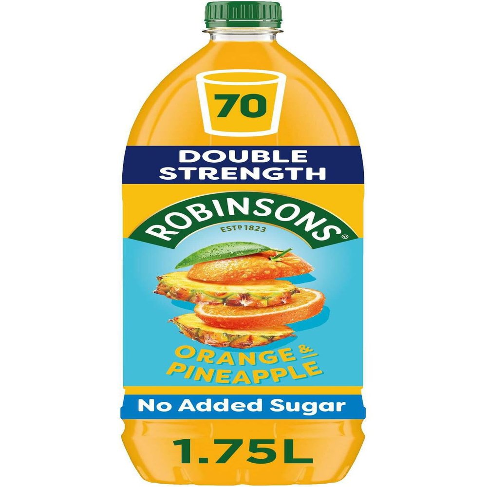 Robinsons Double Strength Orange & Pineapple No Added Sugar Fruit Squash 1.75L Bottle