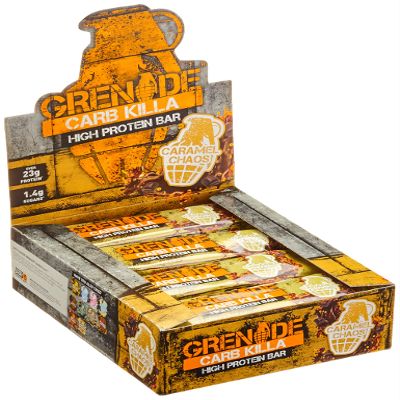 Grenade Carb Killa Caramel Chaos High Protein and Low Carb Bar, 12 x 60 g