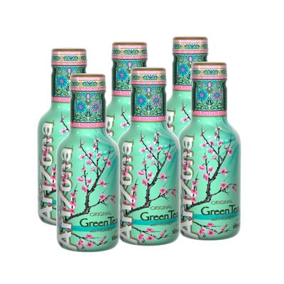 Arizona Green Iced Tea with Honey, Pack of 6 x 500ml PET Bottles, Naturally Sweetened Green Tea Drink, No Artificial Colours or Preservatives