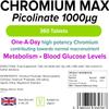 Lindens Chromium Max 1000mcg Picolinate - 360 Vegan Tablets | Normal Blood Sugar Levels, Metabolism | Mega Potency (2500% NRV) | 12 Months Supply, UK Manufacturer, Letterbox Friendly view 2