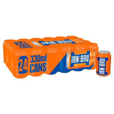 IRN-BRU Regular, 24 Pack Iconic Flavoureded Fizzy Drinks Multipack Cans - 24 x 330ml Cans