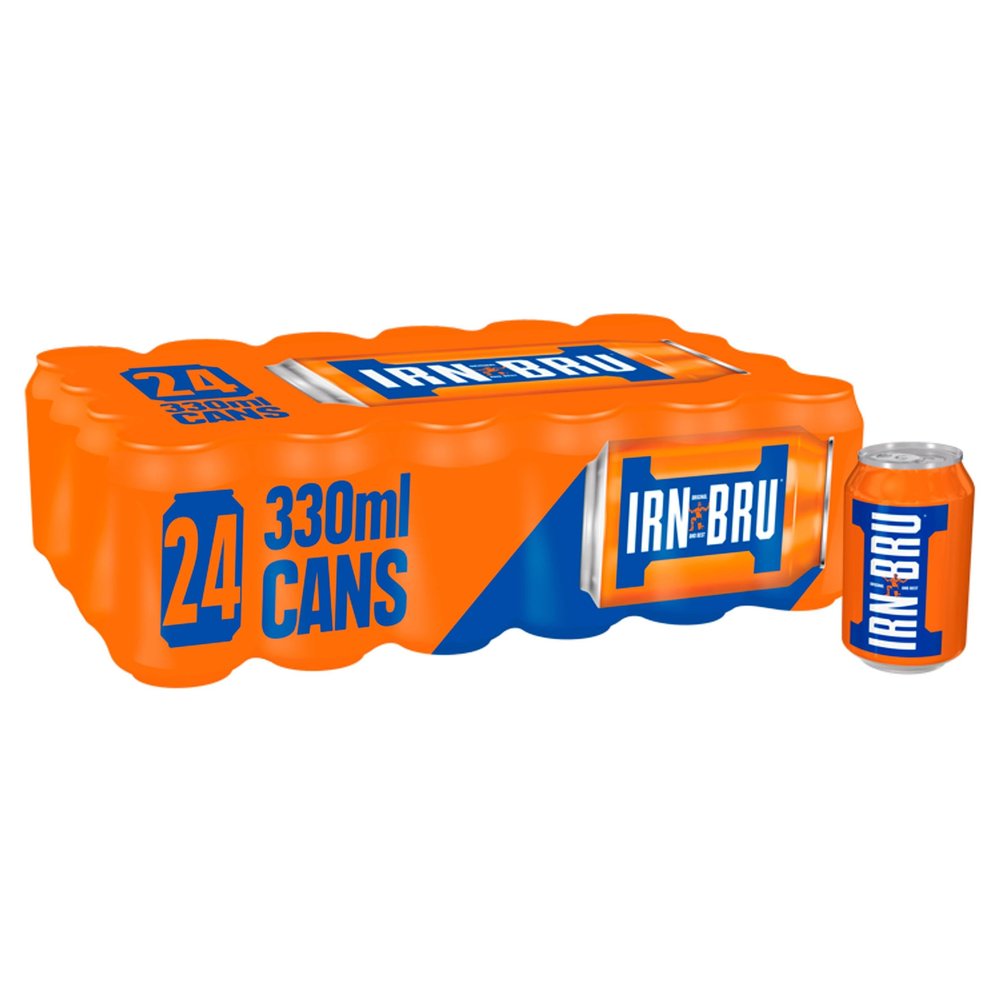 IRN-BRU Regular, 24 Pack Iconic Flavoureded Fizzy Drinks Multipack Cans - 24 x 330ml Cans