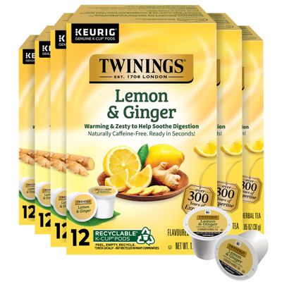 Twinings K Cups, Lemon and Ginger, 12 Count (Pack of 6)