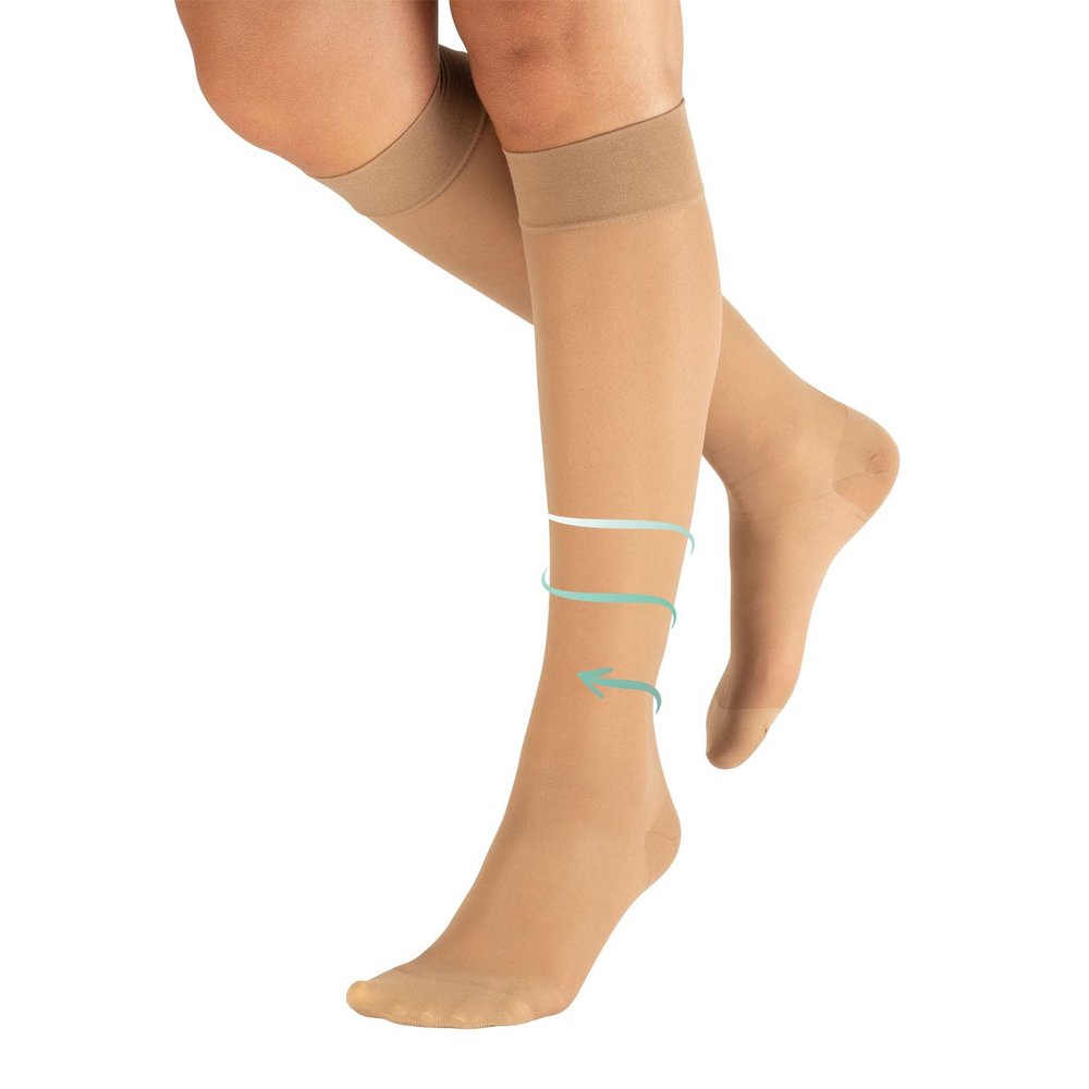 CALZITALY PACK 1/2 Medical support knee high socks, Compression socks, 70 DEN, 10-14 mm/hg | Made in Italy (Beige, L/XL)