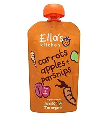 Ella'S Kitchen Carrots, Apples + Parsnips Stage 1 From 4 Months 120G - Pack of 6