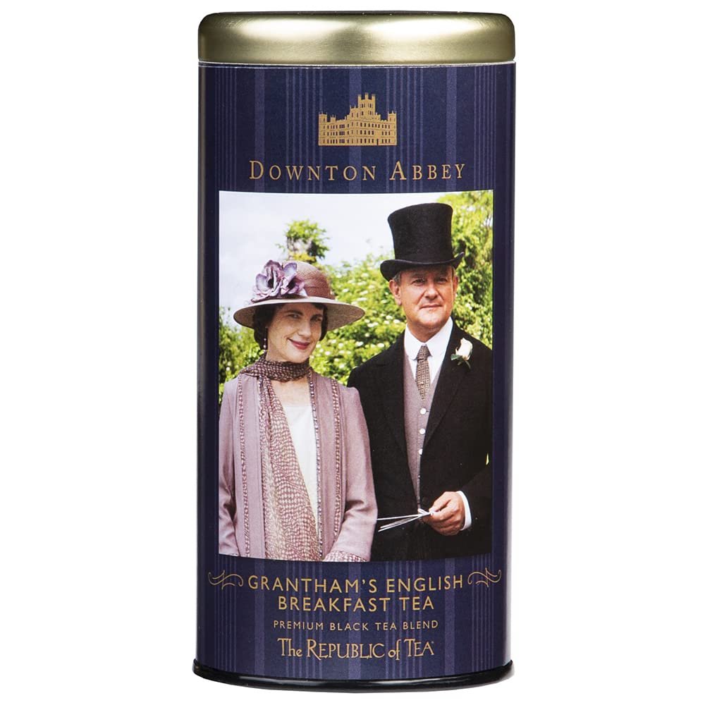 The Republic of Tea Downton Abbey Grantham Breakfast Tea, 36 tea bags - black tea blend with the best Assam, Ceylon, Darjeeling and African black teas in an elegant metal tin