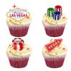 16 Stand Up Las Vegas Themed Premium Edible Wafer Paper Cake Toppers Decorations view 1