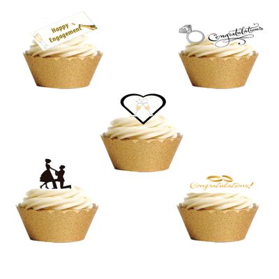 21 Stand Up Engagement Engaged Congratulations Themed Premium Edible Wafer Paper Cake Toppers Decorations