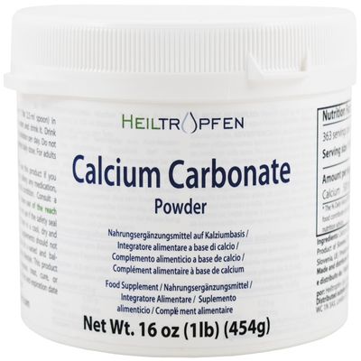 Calcium Carbonate Powder | 1 Pound - 454 g | Food Supplement | Highest Purity Limestone | Third-Party Tested | Heiltropfen