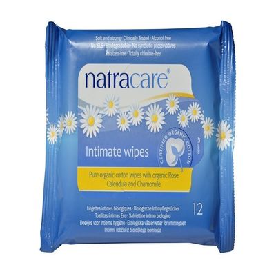 Natracare Organic Cotton Intimate Wipes | 12 Wipes x 5 Packs (60 Wipes)