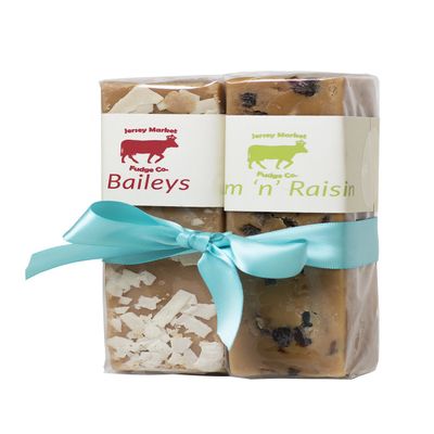 2 Luxury Fudge Slabs, Rum & Raisin and Baileys Flavour 600g, Award winning Fudge Gift
