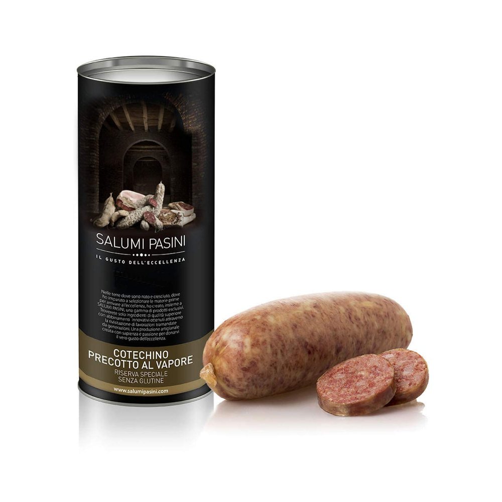 Precooked Cotechino, italian food by Salumi Pasini, 500 gr