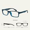 OPULIZE PEP Reading Glasses for Women Men, Large Rectangular Designer Frame with Spring Hinges, Scratch Resistant, Blue, Purple +3 (Pack of 2) view 2