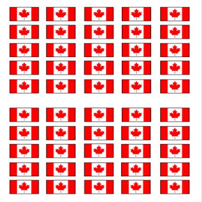 50 Canadian Flag, Edible Wafer Paper Mini Cupcake Toppers, Cake Pops, Cookies