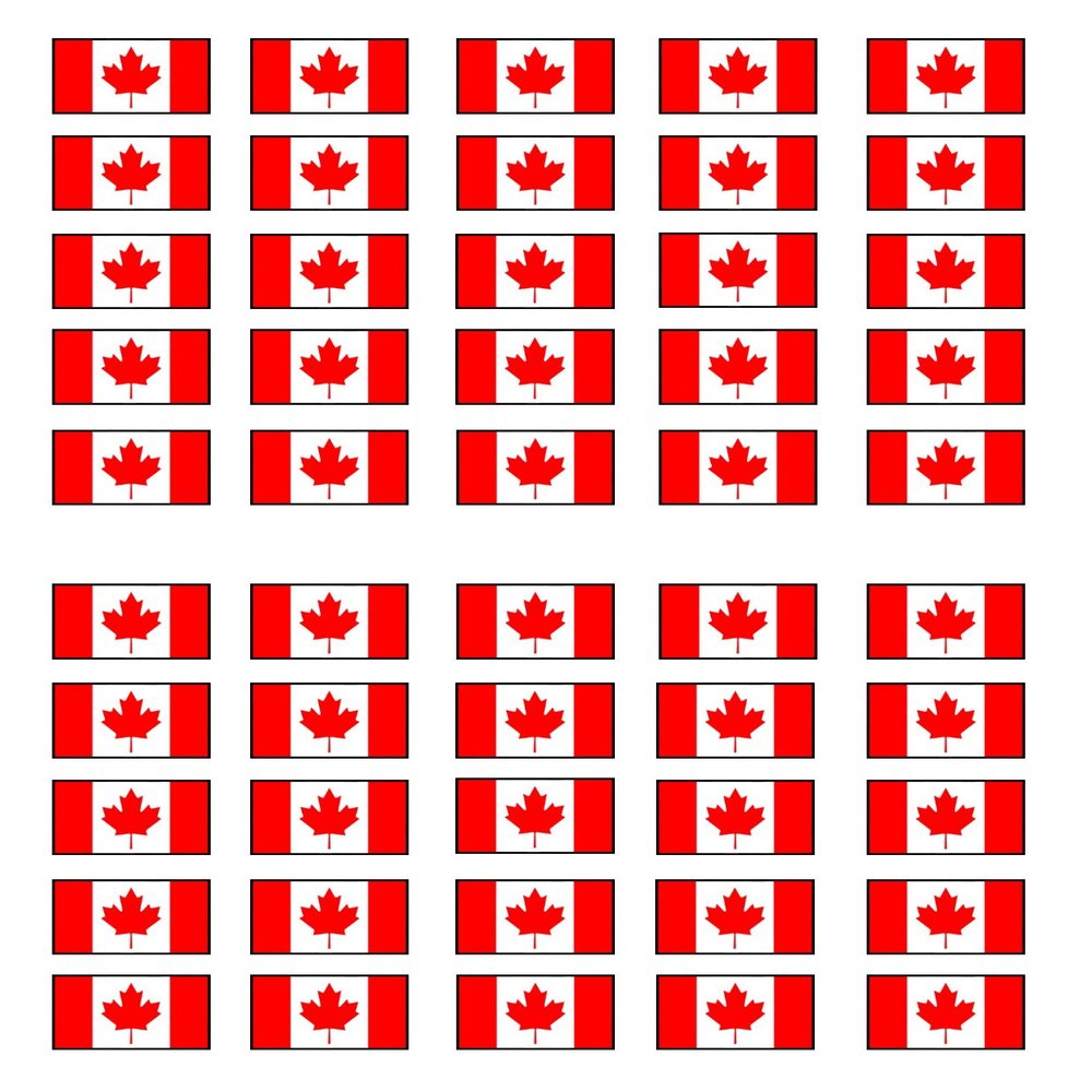50 Canadian Flag, Edible Wafer Paper Mini Cupcake Toppers, Cake Pops, Cookies