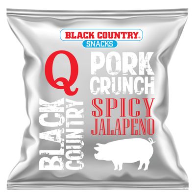 Black Country Snacks Q Jalapeno Pork Scratchings (Pork Crunch) 15 x 30g Hanging Bag Great for the Keto Diet