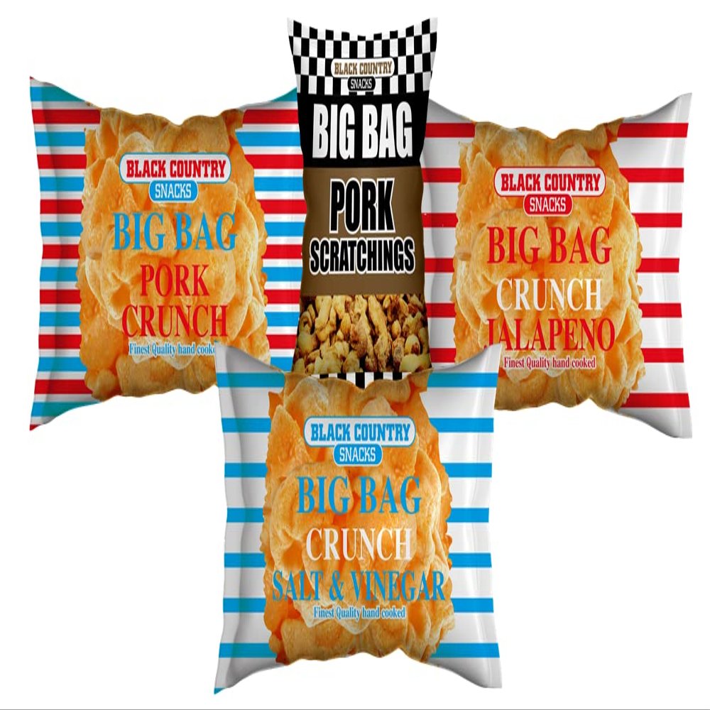 Big Bag Black Country Party Pack - 2 of each crunch & 4 packs of scratchings = 10 Packs in Total - Black Country Snacks Proper Scratchings