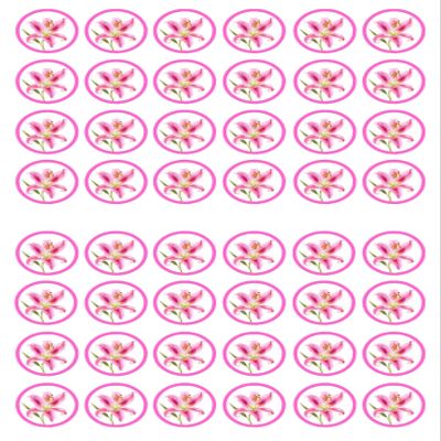 48 Lily Flower Edible Wafer Paper Mini Cupcake Toppers, Cake Pops, Cookies