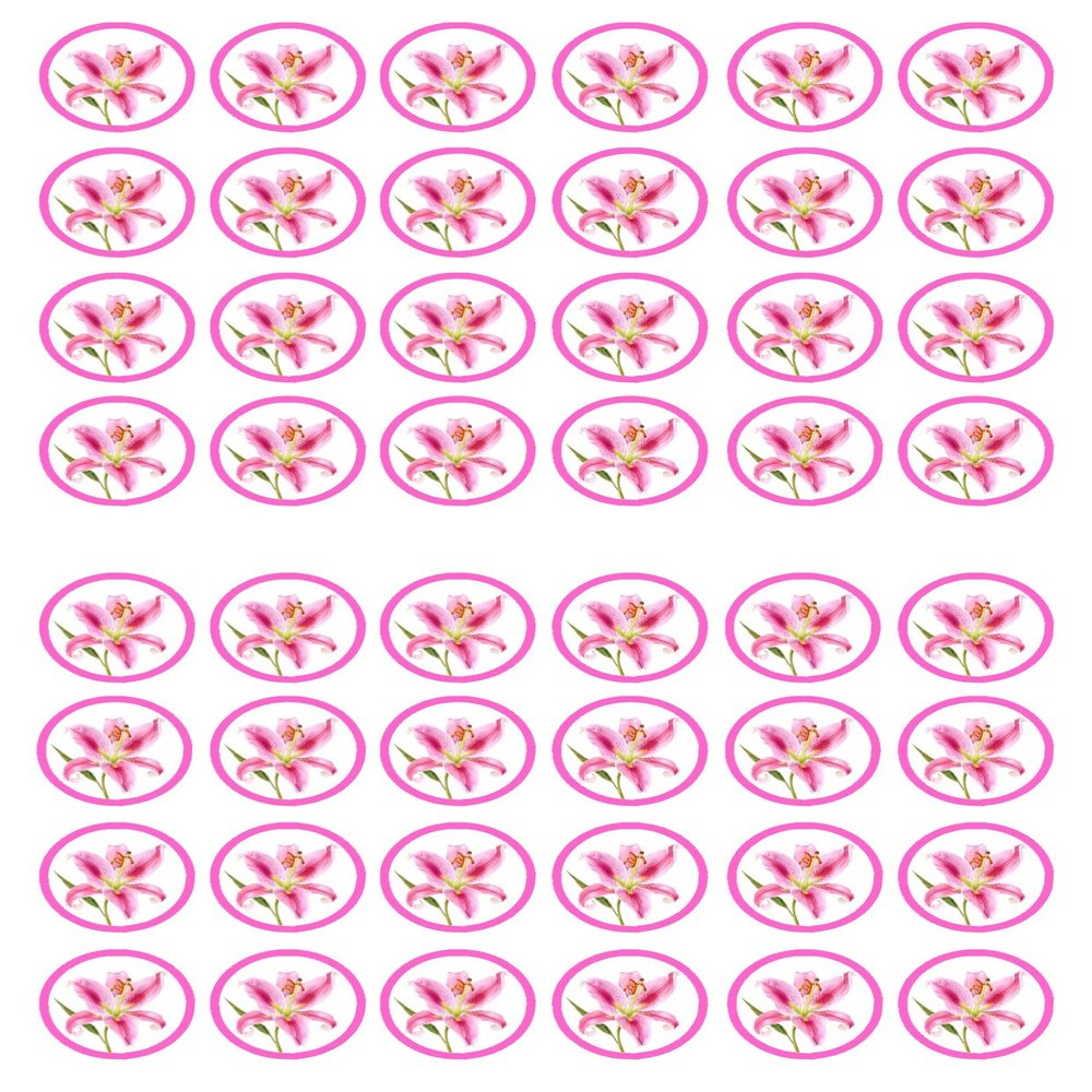 48 Lily Flower Edible Wafer Paper Mini Cupcake Toppers, Cake Pops, Cookies