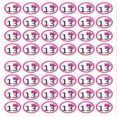 48 Girls Pink No. 13 Birthday Edible Wafer Paper Mini Cupcake Toppers, Cake Pops, Cookies