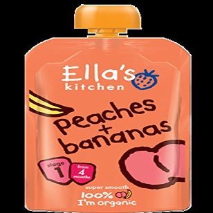 Organic Baby Food - Peaches & Bananas 6-Pack Ella's Kitchen 6 x 3.5 oz Box by Ella's Kitchen