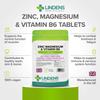 Lindens Zinc, Magnesium and Vitamin B6 Complex Tablets - 90 Pack - Reduction of Tiredness and Fatigue - UK Manufacturer, Letterbox Friendly view 2