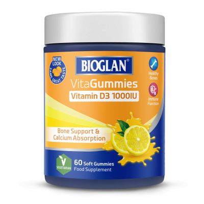 Bioglan Vitagummies | High Strength Vitamin D3 | Vegetarian Friendly | Delicious lemon flavour | 60 Chewy Gummies