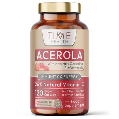 Acerola Cherry Extract Capsules - Natural & Wholefood Vitamin C - UK Manufactured - Zero Stearates or Flow Agents (120 Capsule)