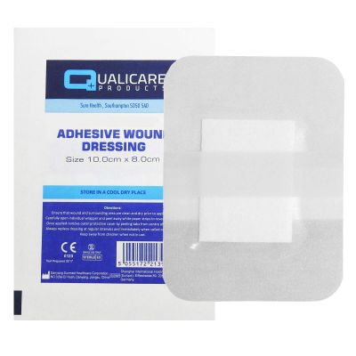Qualicare 10 X 10CM x 8CM PREMIUM STERILE FIRST AID ADHESIVE WOUND CUT FABRIC LARGE PLASTER DRESSINGS