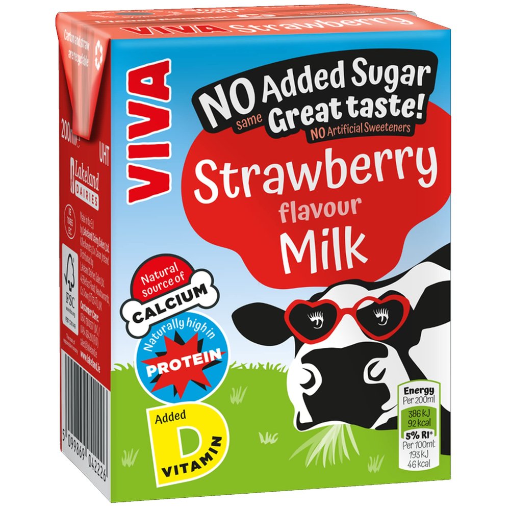 Viva Strawberry Flavoured Milk Cartons - 27x200ml