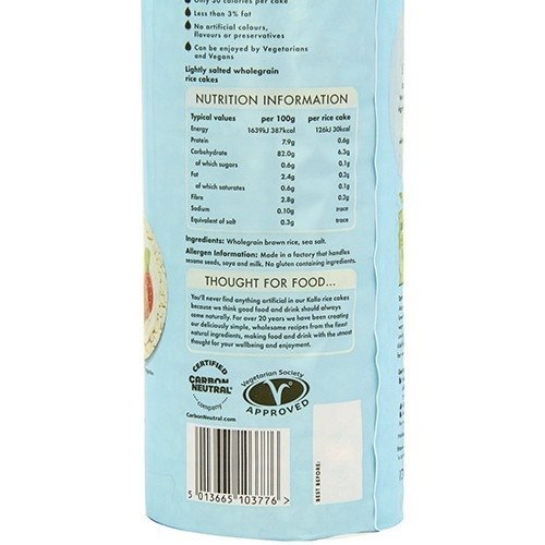 Kallo Low Fat Rice Cakes 130g X 8 (Pack of 8)