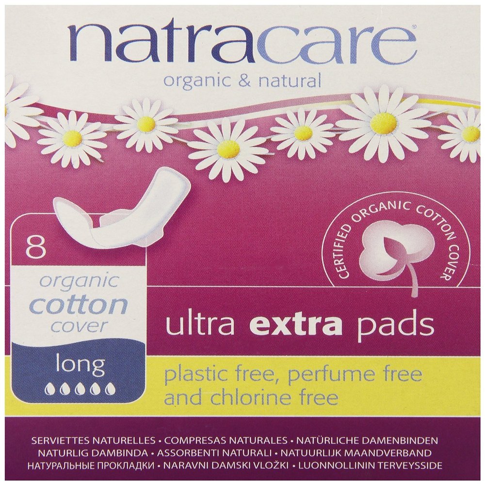 (6 Pack) Natracare Ultra Extra Long Pads with Wings for Heavy Flow or Night, Organic Cotton | 8 x 6 (48 Pads Total)