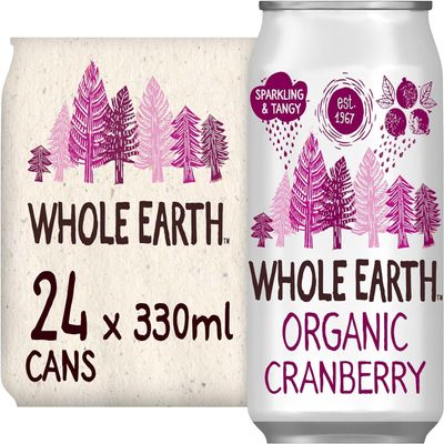 WHOLE EARTH Organic Mountain Cranberry Drink - Can 330ml (PACK OF 24)