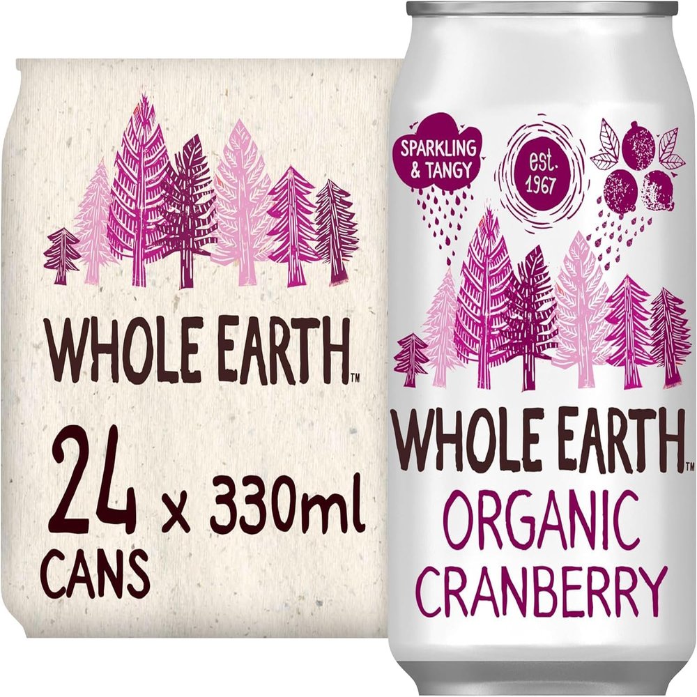 WHOLE EARTH Organic Mountain Cranberry Drink - Can 330ml (PACK OF 24)