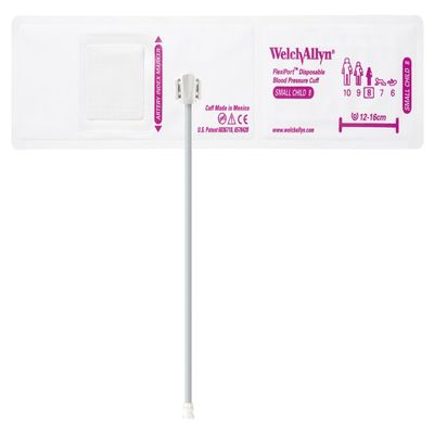 Welch Allyn SOFT-08-2MQ-1 FlexiPort Cuff, Small Child, Disposable, Soft, Two-Tube, Locking (Pack of 20)