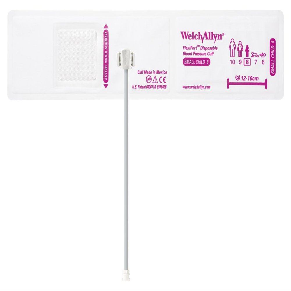 Welch Allyn SOFT-08-2MQ-1 FlexiPort Cuff, Small Child, Disposable, Soft, Two-Tube, Locking (Pack of 20)