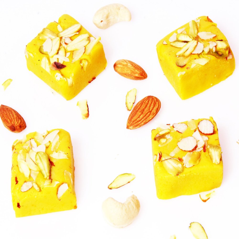 Ghasitaram Gifts Indian Sweets - Sugar Free Kesar mawa barfi 800gms