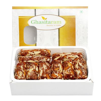Ghasitaram Gifts Indian Sweets - Sugar Free Anjeer Dryfruit Roll (200 GMS)