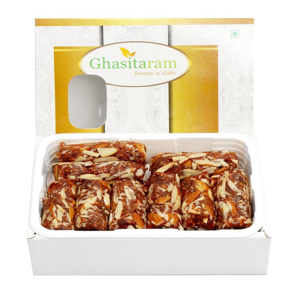 Ghasitaram Gifts Indian Sweets - Sugar Free Anjeer Dryfruit Roll (200 GMS)