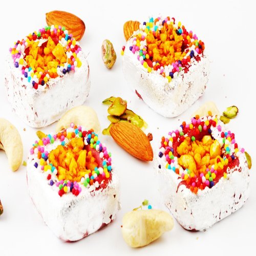 Ghasitaram Gifts Indian Sweets - Sugar Free Sweets - Stuffed Kaju Cubes 200 GMS