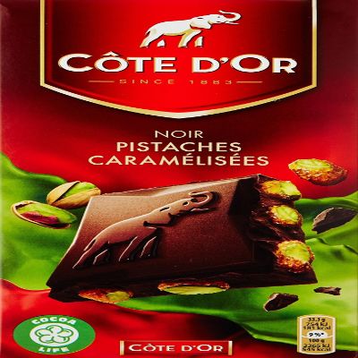 Cte d'Or - Belgian Dark Chocolate & Caramelized Pistachios 70% - Bloc Chocolat Cte d'Or Noir Pistaches Caramlises - 200g