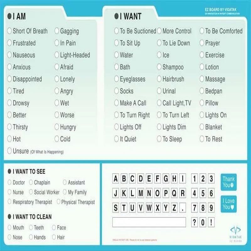 EZ Board Vidatak Patient Communication Board, English by Vidatak EZ Board
