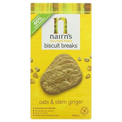(Pack Of 4) - Gluten Free Biscuits Breaks Oats & Stem Ginger | NAIRN'S OATCAKES