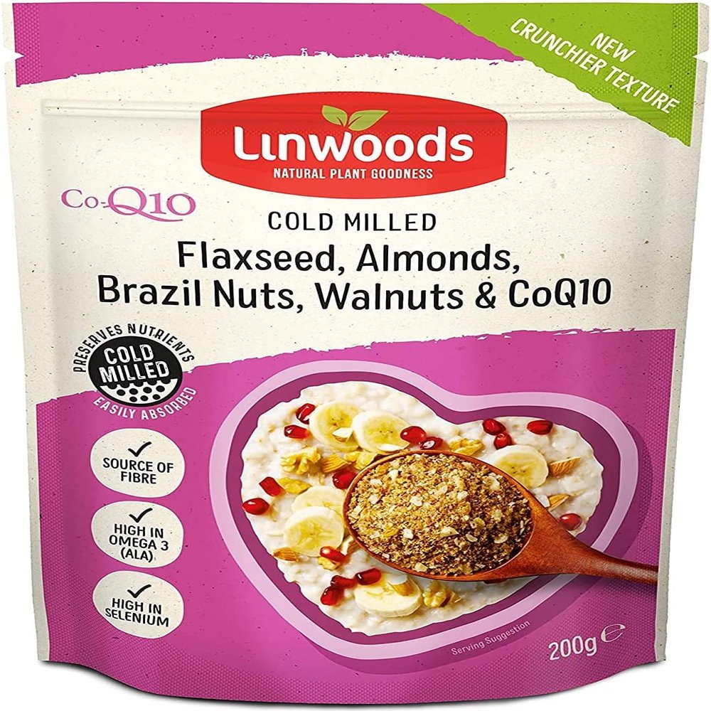 Linwoods Milled Flaxseed, Almonds, Walnuts, Brazil Nuts & Q10 | 4 Pack x 200g Bag