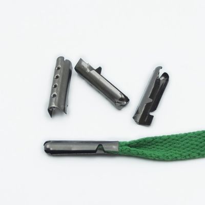 100 Pcs Shoelace Tip Aglet ends Bullet Metal Lock Clips replacement for Shoe Lace GunBlack