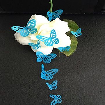 42 Pre-cut Beautiful Edible Lace Butterflies; Blue; 2 Sizes; 3D Wafer Paper Birthday Wedding Etc Cake/Cupcake Topper/Decoration