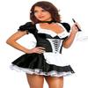 JJ-GOGO Women's French Maid Costume Sexy Black Satin Halloween Fancy Dress S-5XL, Black, Medium view 1