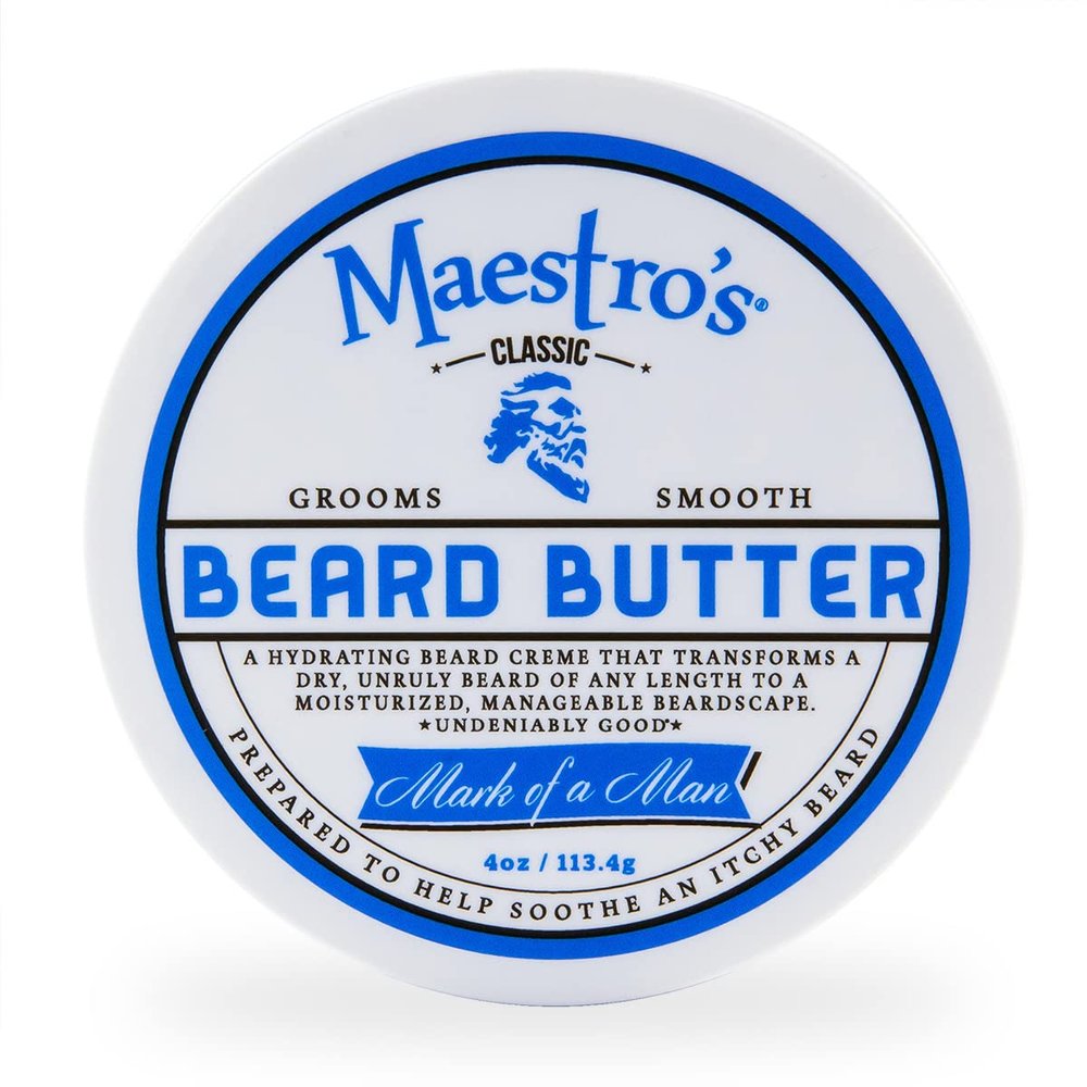 Maestros Classic BEARD BUTTER | Anti-Itch, Extra Soothing, Hydrating Beard Creme For All Beard Types & Lengths- Mark of a Man Blend, 4 Ounce