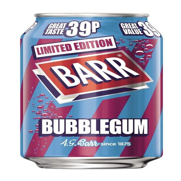 Barrs Bubblegum Cans 39P - 330Ml - Pack of 24