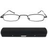 Mini Brille - Mini Slim Metal Reading Glasses, Stainless Steel Frame (Black), Slim-Fit Aluminium Case, Slimline Reading Aid Men and Women +2.00 Magnification view 1